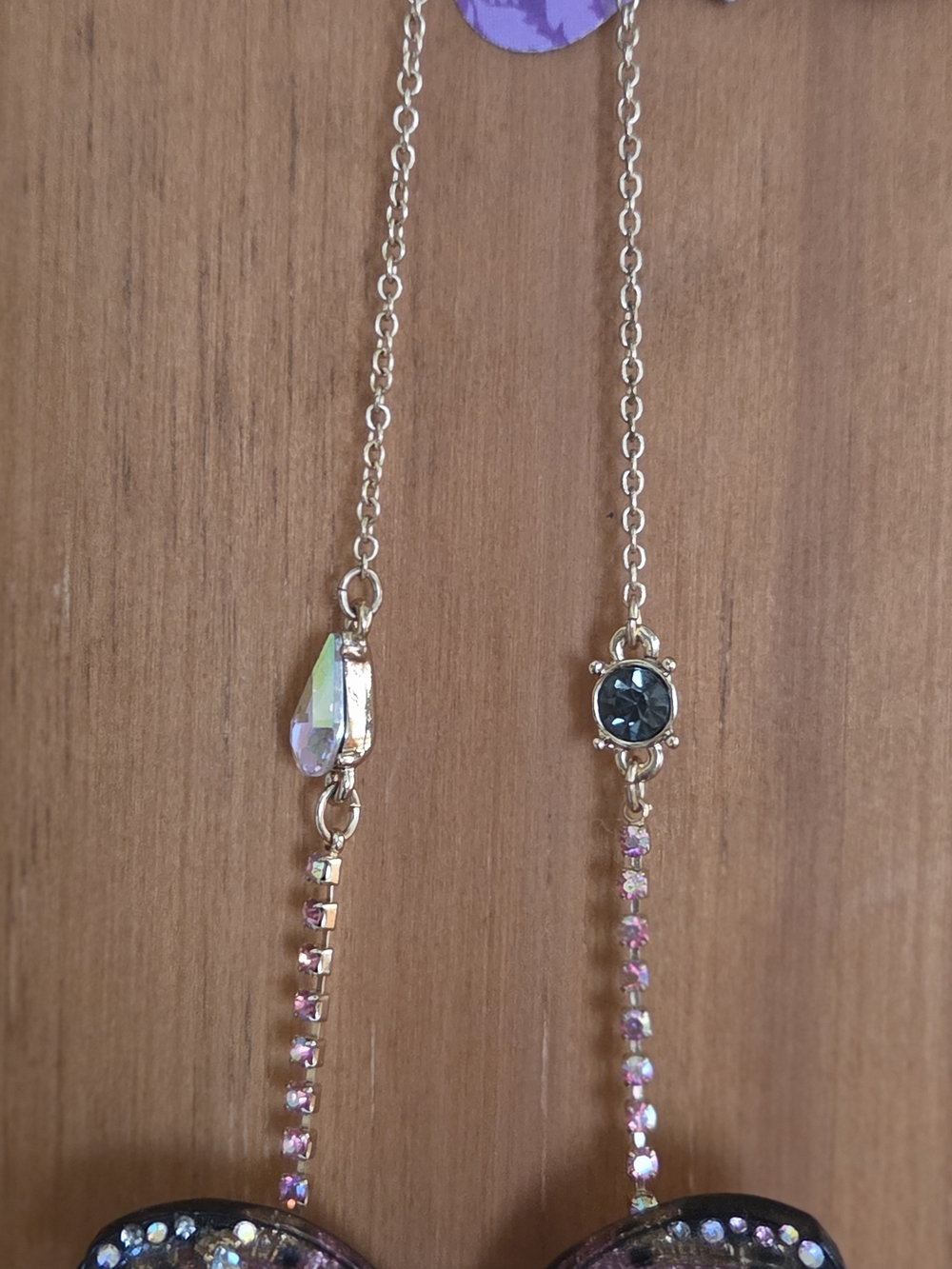🦋 Betsey Johnson Butterfly Crystal Pendant Necklace - Pink and Gold - Picture 6 of 8